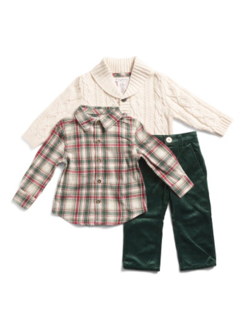 NWT TOMMY BAHAMA Infant Boys Plaid Shirt With Cardigan And Pants Set